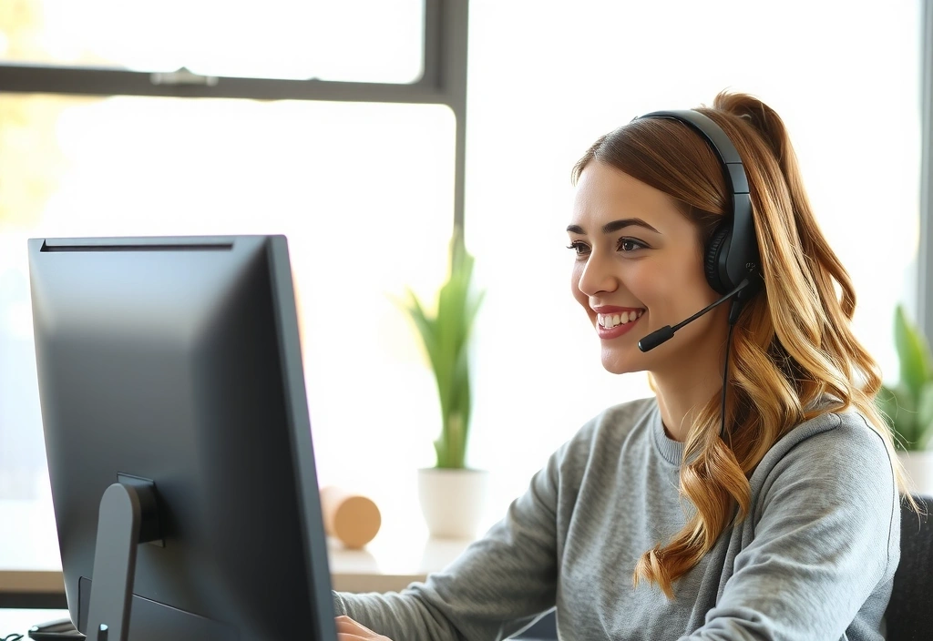 Customer support representative helping a client